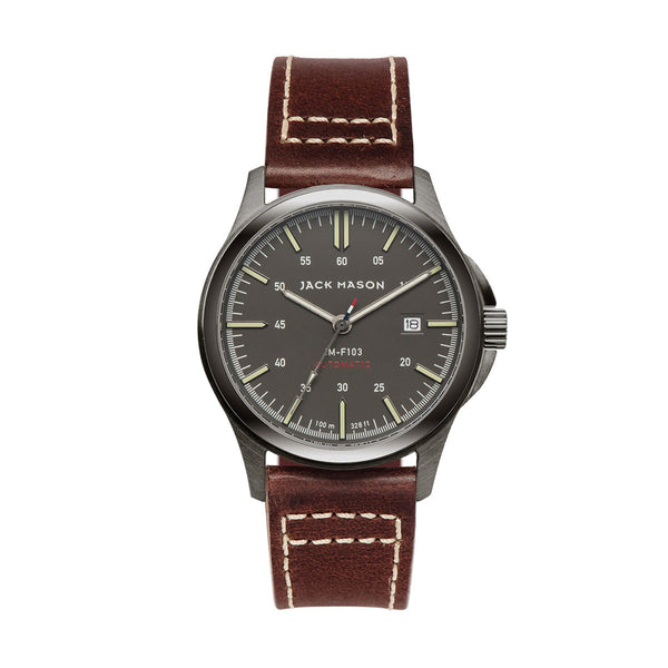 Jack Mason | Field Automatic 42mm | Grey Dial | Brown Leather Strap